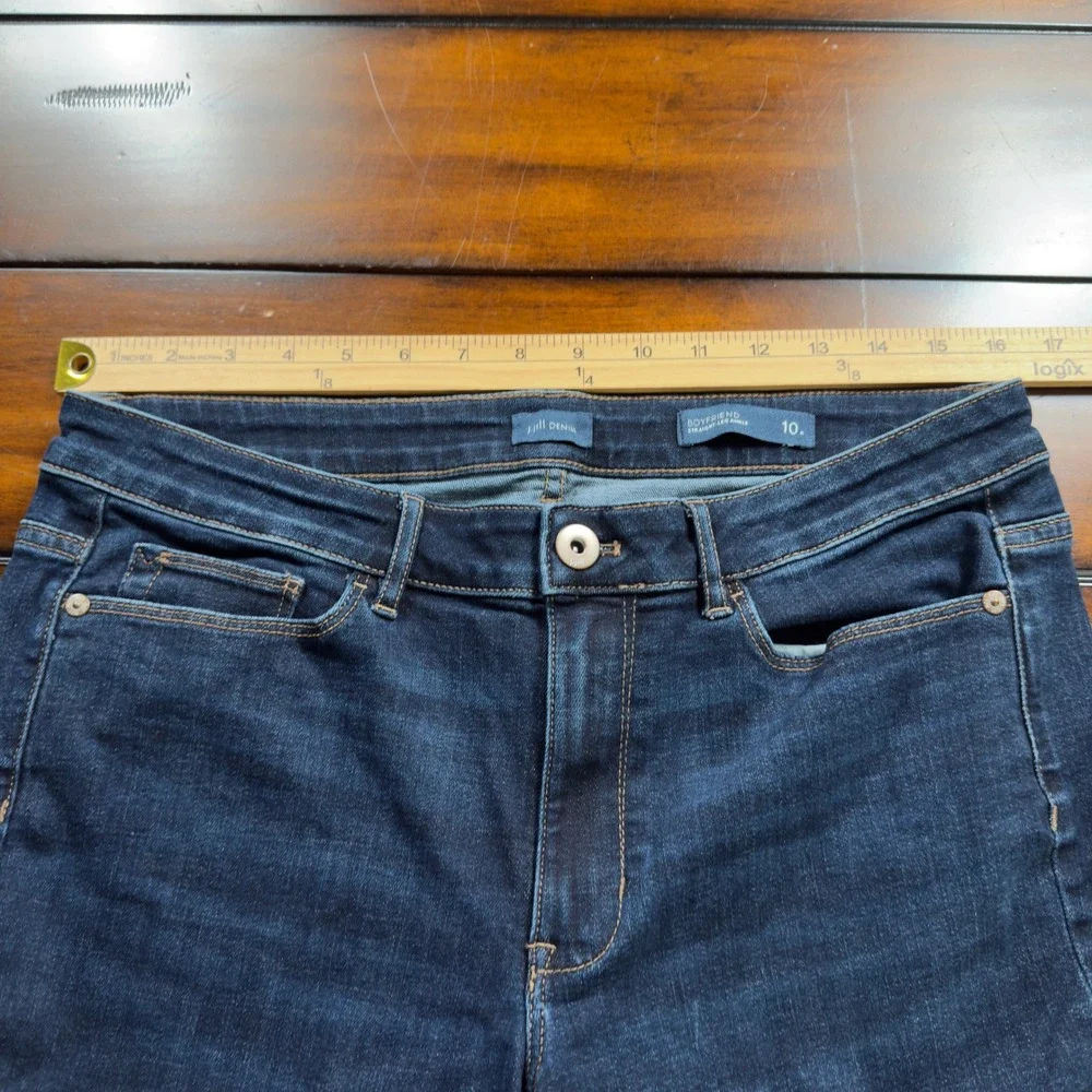 J.Jill Boyfriend Jeans Womens 10 Dark Blue Straight Leg Ankle Denim